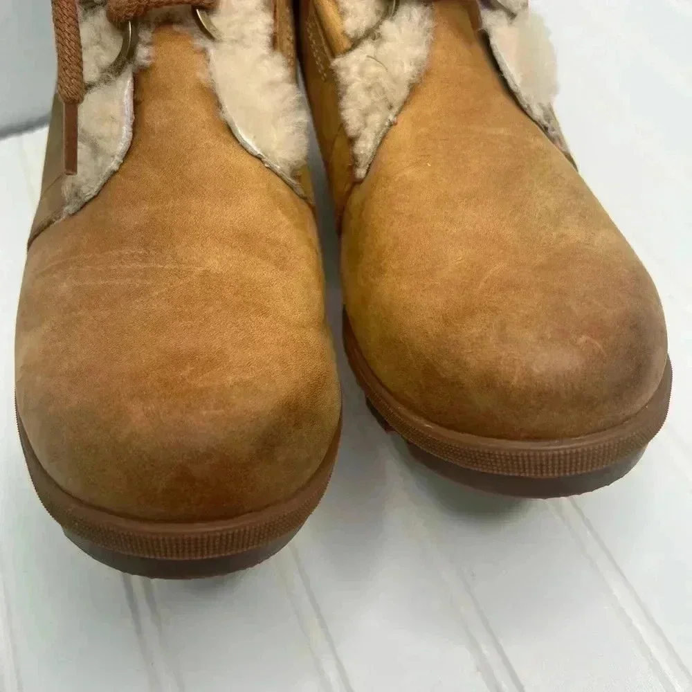 Sorel Women Joan of Arctic‎ Wedge Il Shearling Boot sz 11 Camel